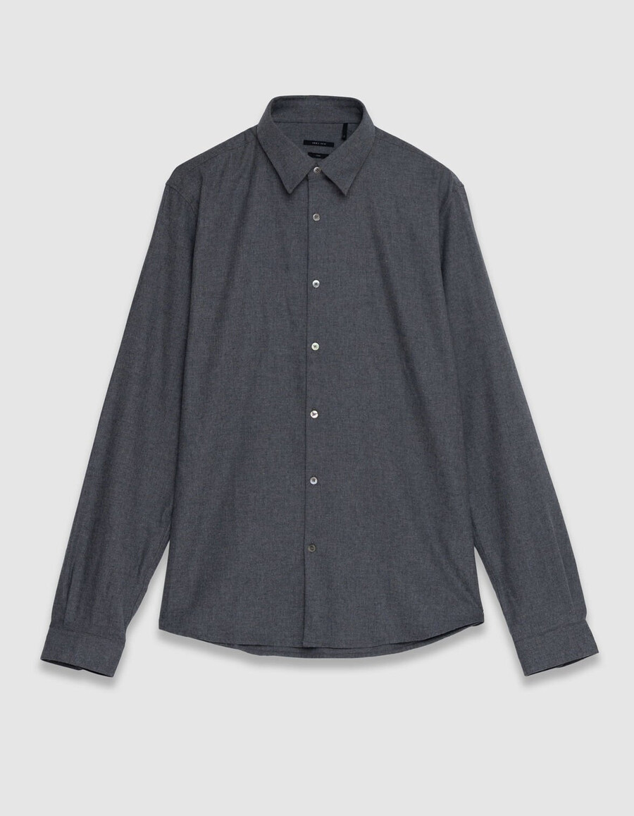 camicia da uomo in flanella di cotone grigio slim fit