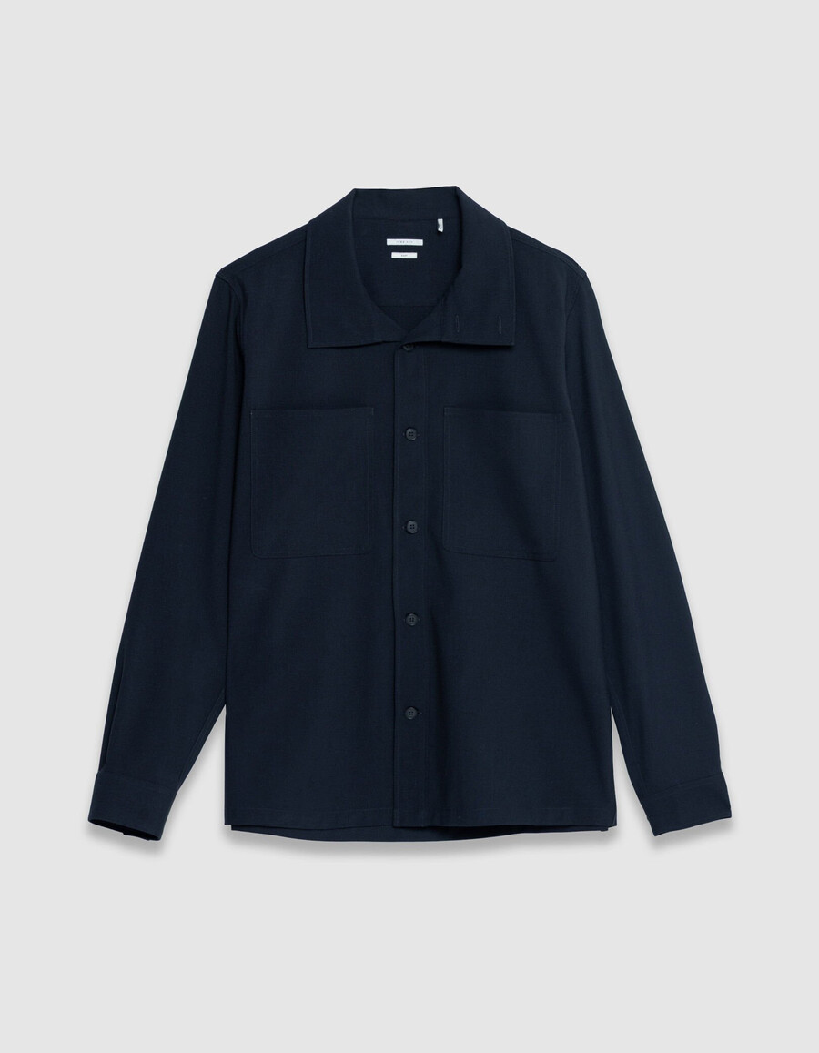 camicia da uomo blu navy vestibilità regolare con tasche applicate