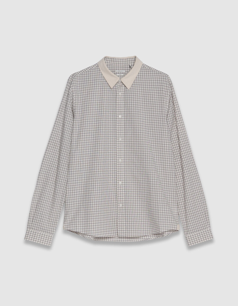 camicia regular ecru cotone biologico motivo a quadri uomo