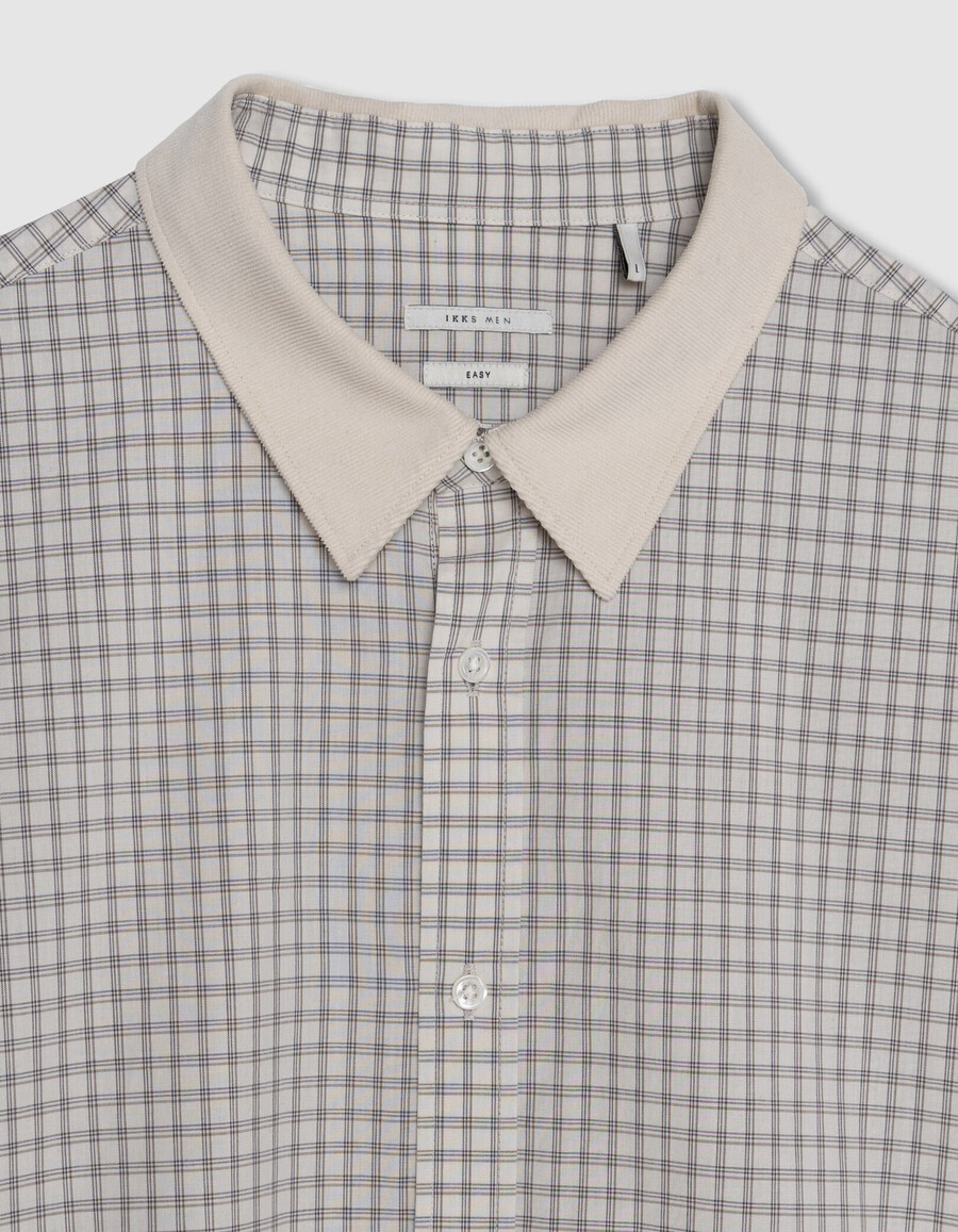 camicia regular ecru cotone biologico motivo a quadri uomo