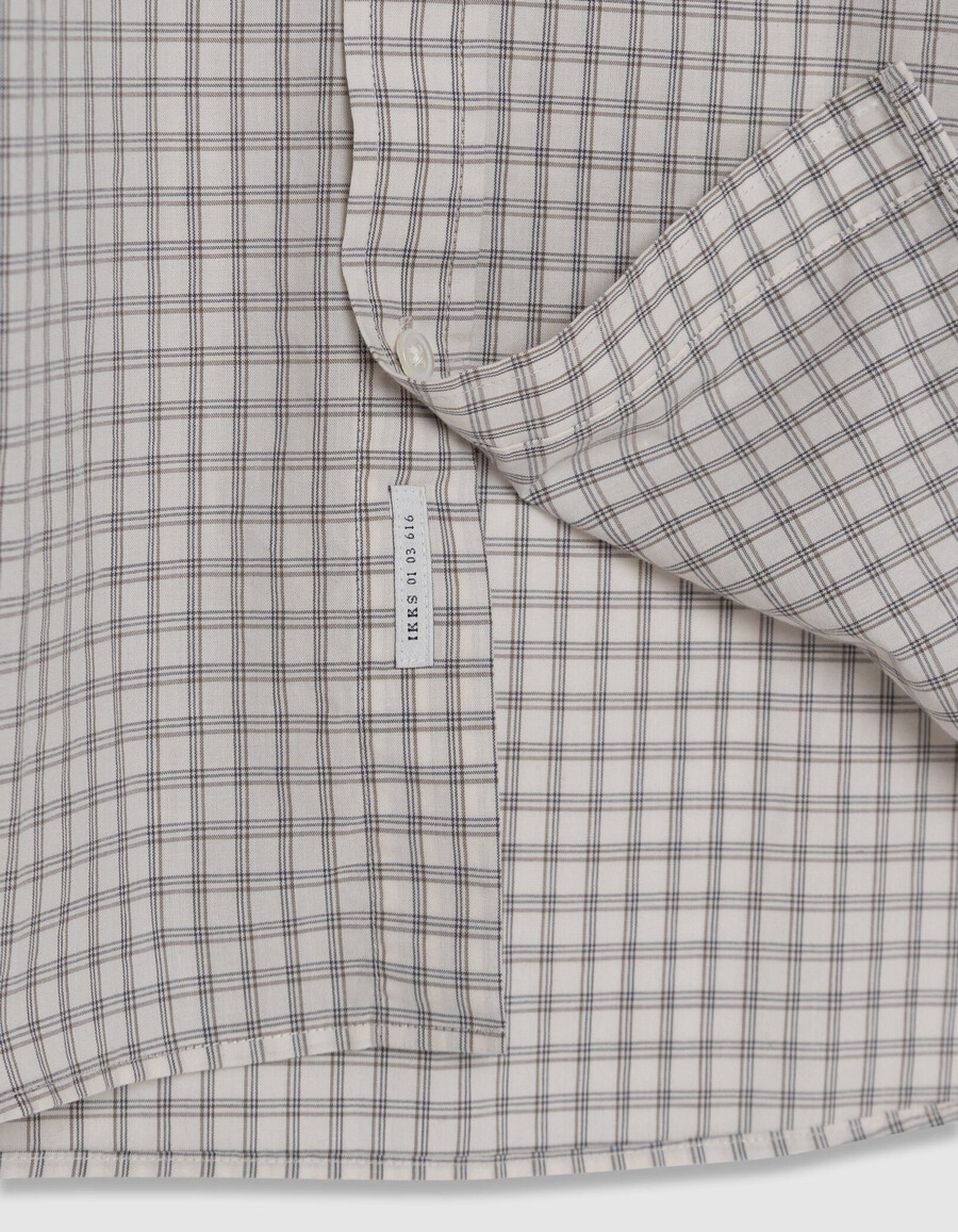 camicia regular ecru cotone biologico motivo a quadri uomo