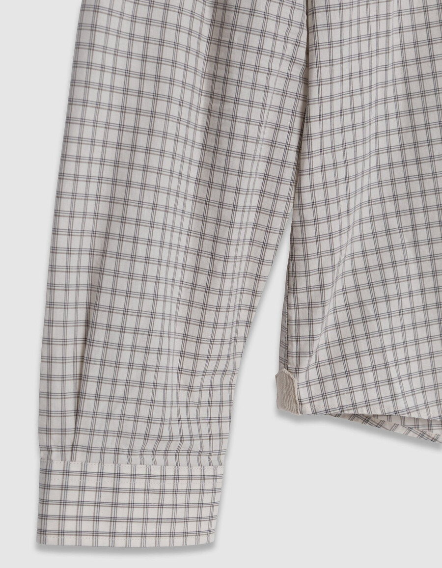camicia regular ecru cotone biologico motivo a quadri uomo
