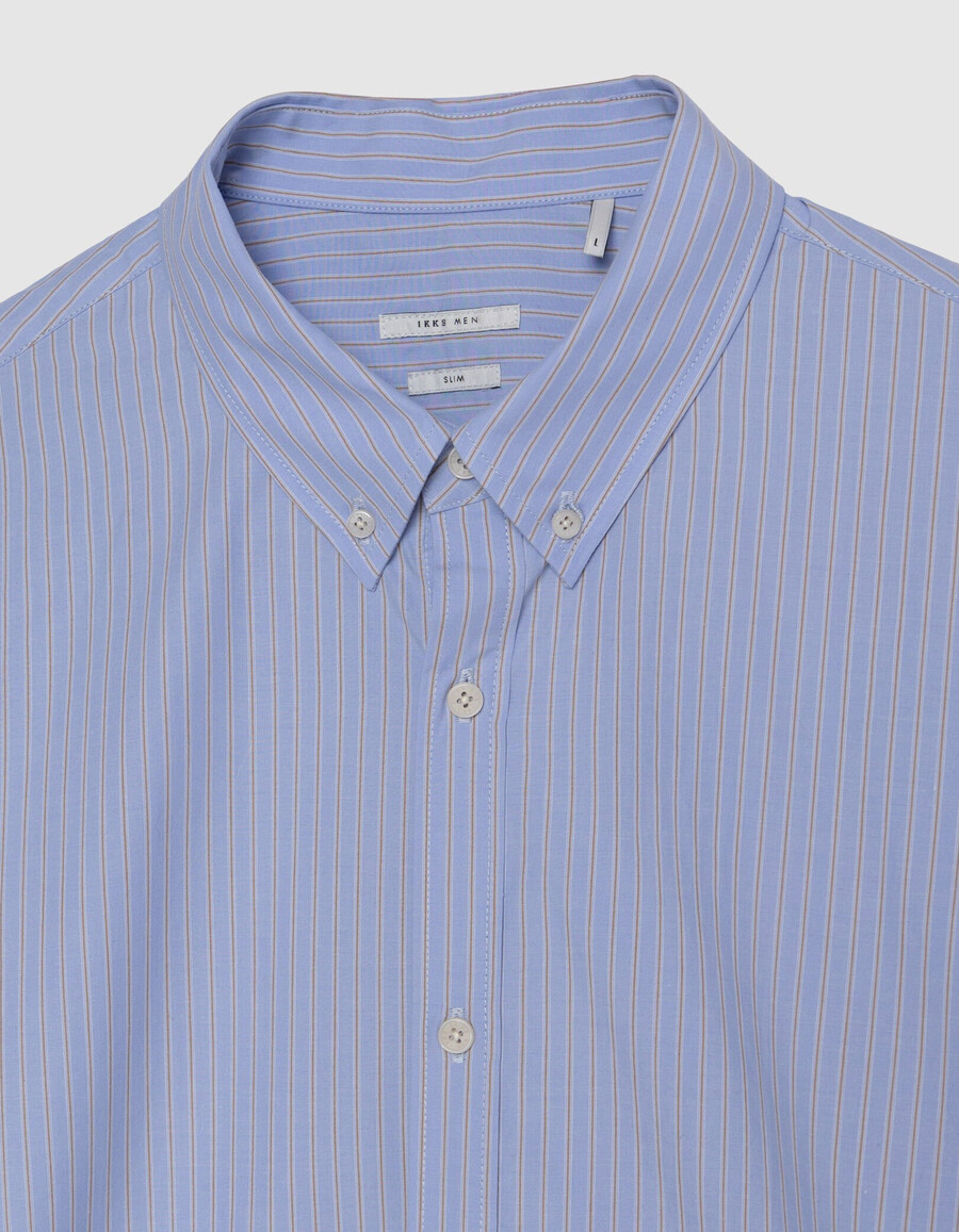 camicia da uomo slim fit in cotone biologico blu