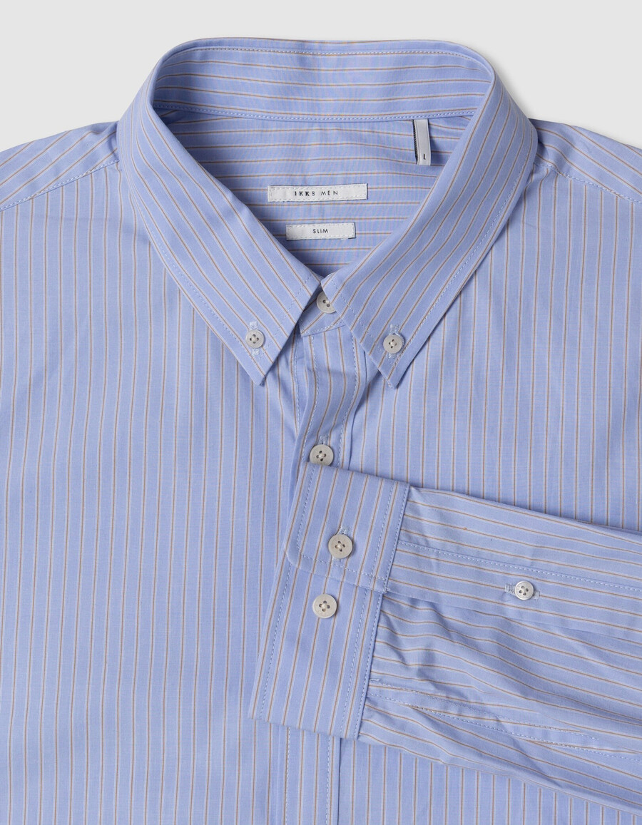 camicia da uomo slim fit in cotone biologico blu