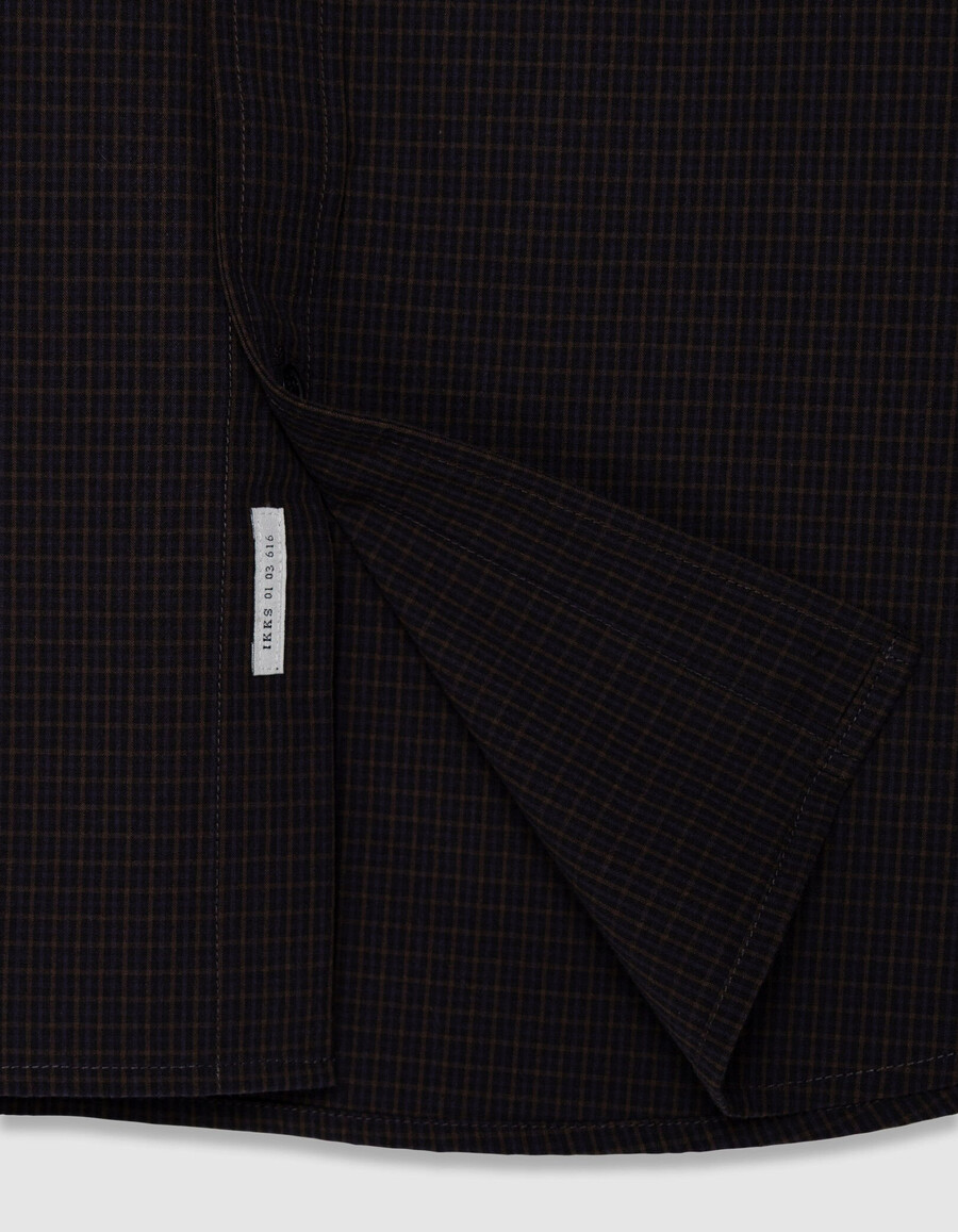 camicia slim blu navy in cotone biologico con motivo a quadri da uomo