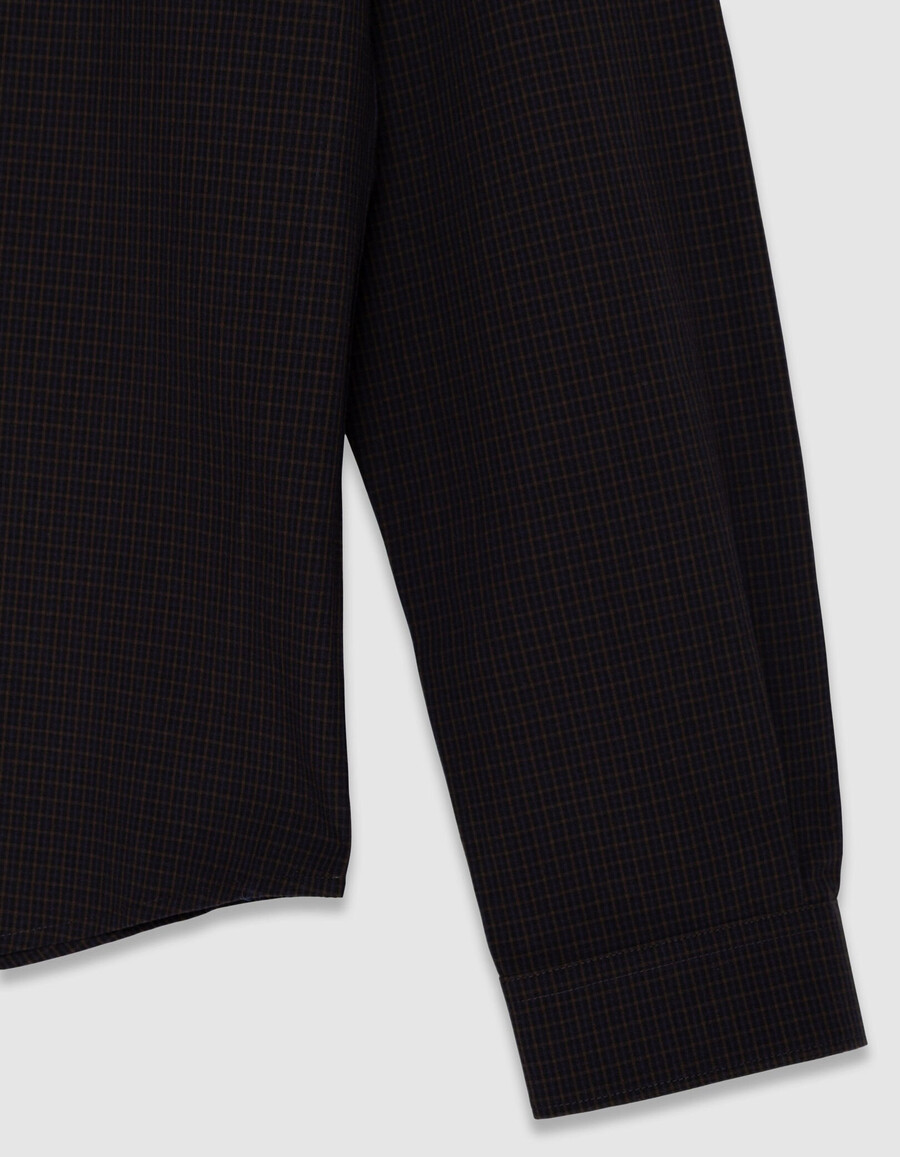 camicia slim blu navy in cotone biologico con motivo a quadri da uomo