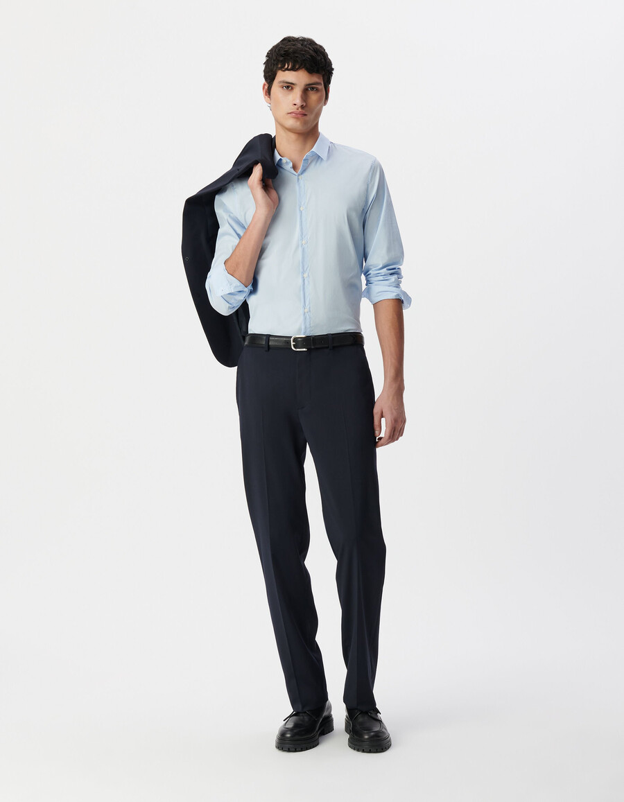 camicia slim a righe sottili blu cielo da uomo