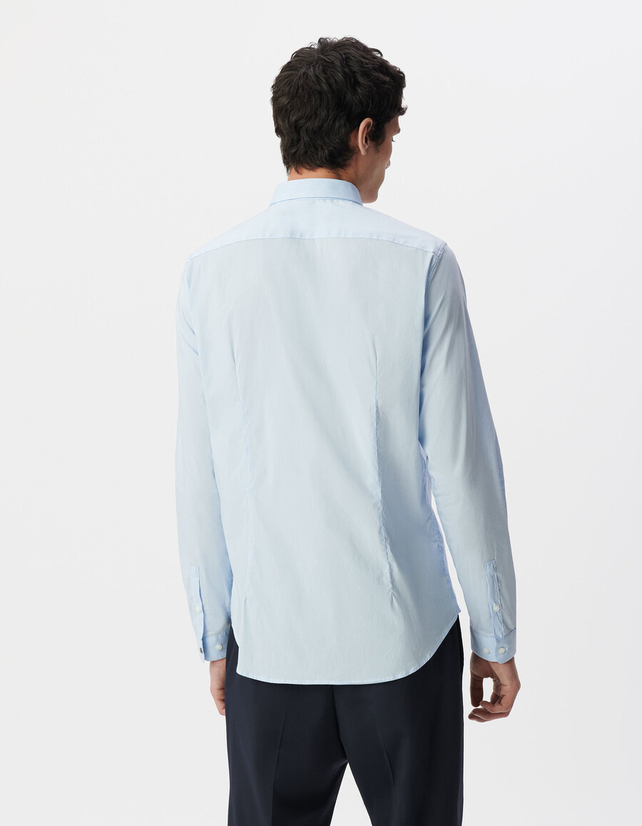 camicia slim a righe sottili blu cielo da uomo