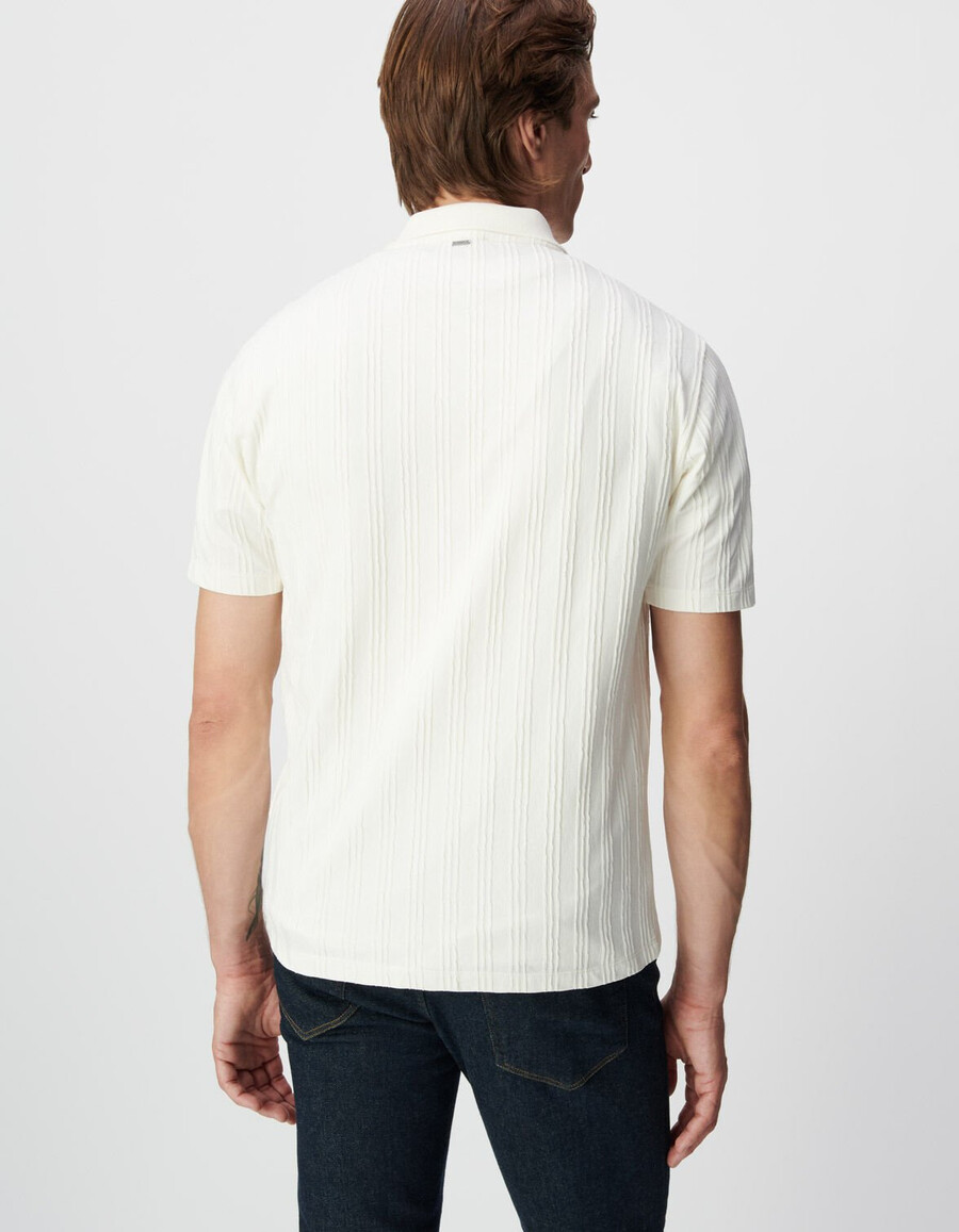 camicia slim in maglia a righe bianco sporco da uomo