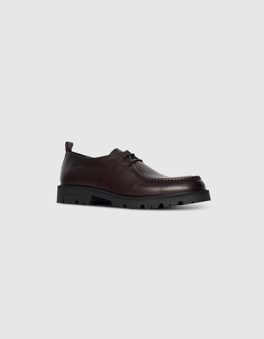 scarpe derby con plateau in pelle da uomo