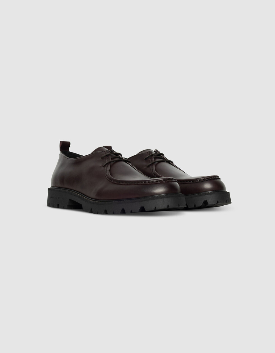 scarpe derby con plateau in pelle da uomo