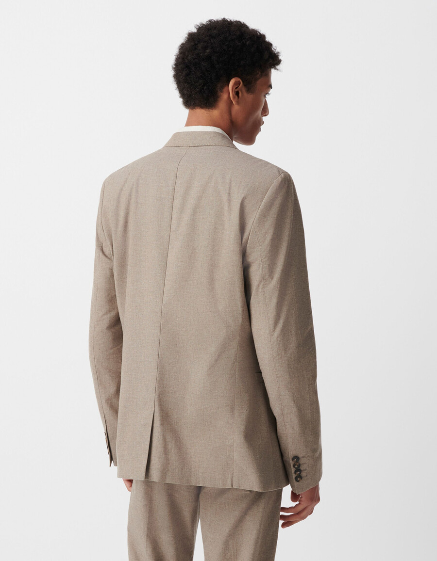 blazer beige in cotone mélange da uomo