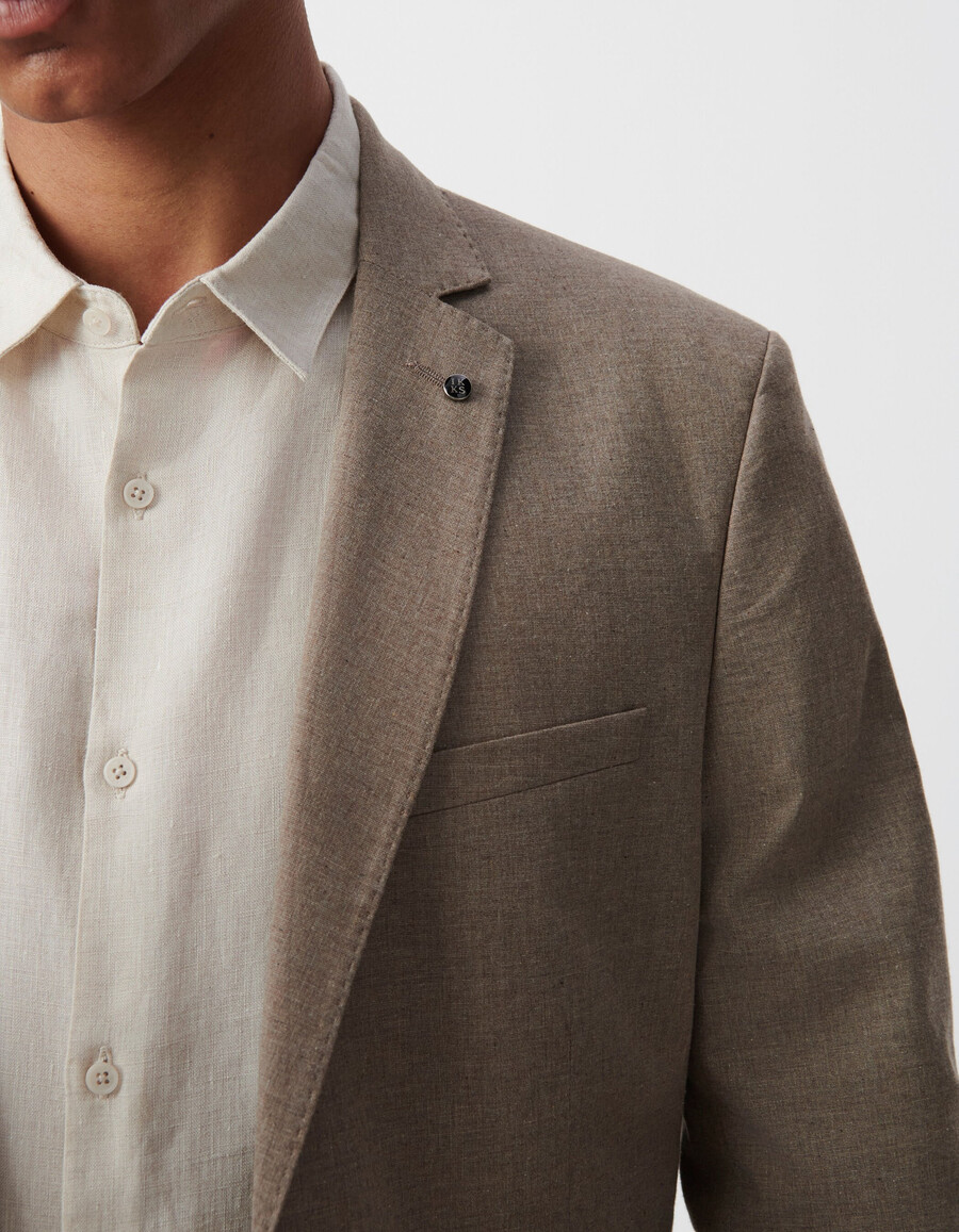 blazer beige in cotone mélange da uomo