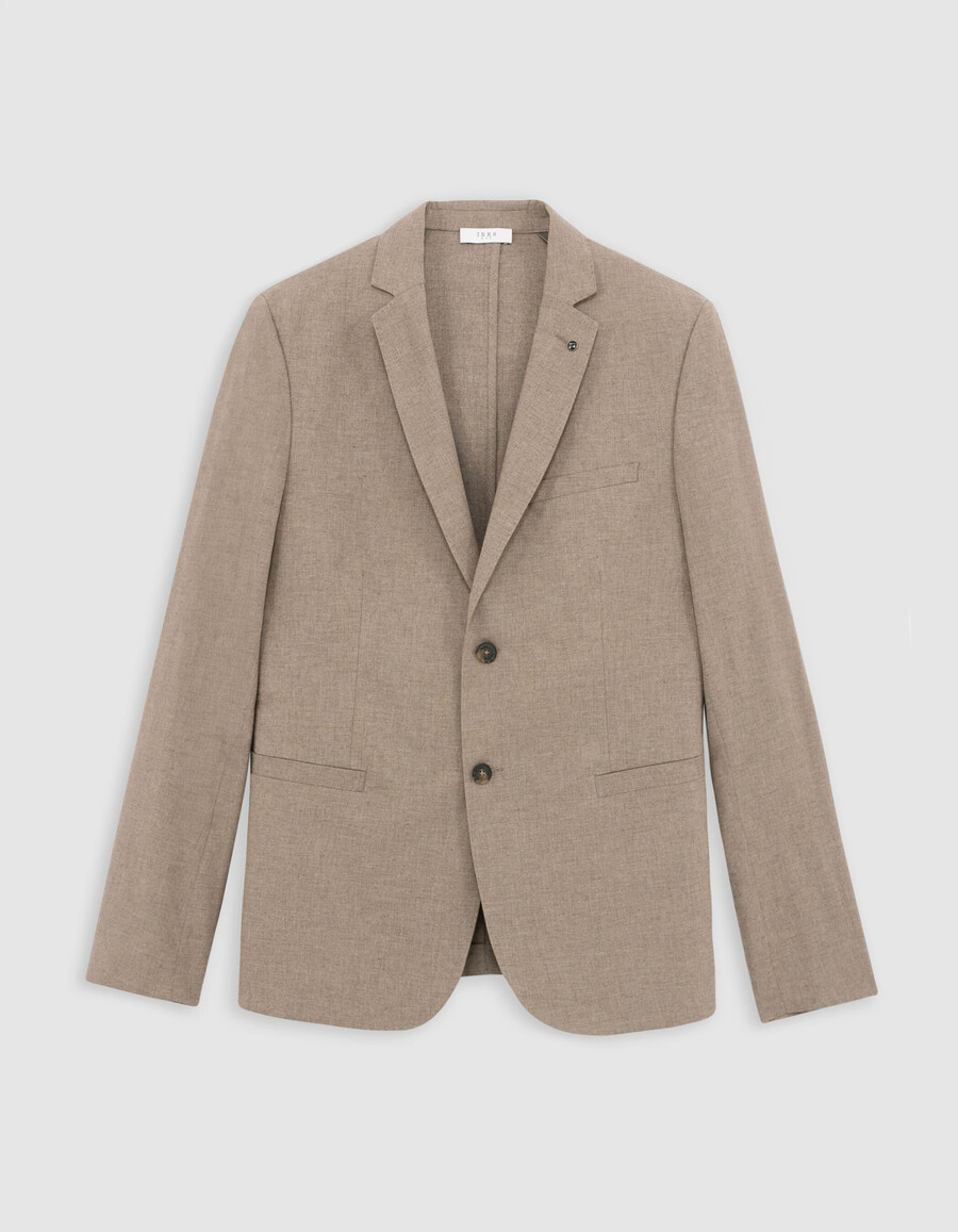 blazer beige in cotone mélange da uomo