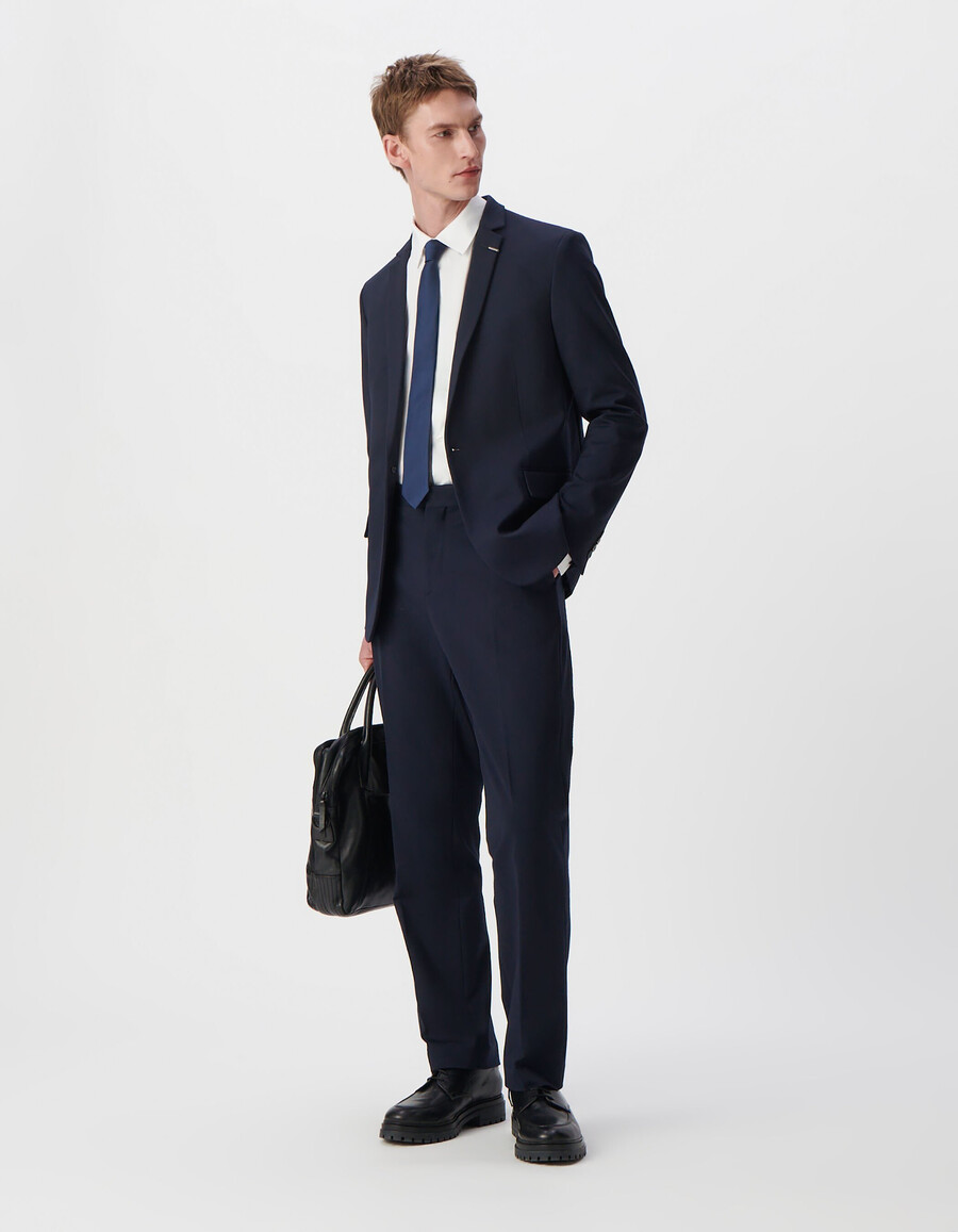 giacca da uomo slim fit in maglia milano blu navy