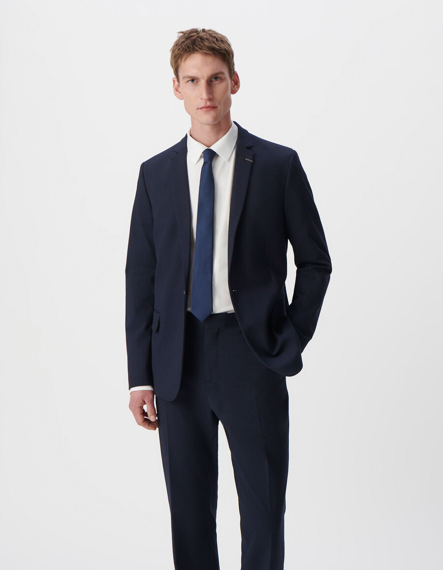 giacca da uomo slim fit in maglia milano blu navy