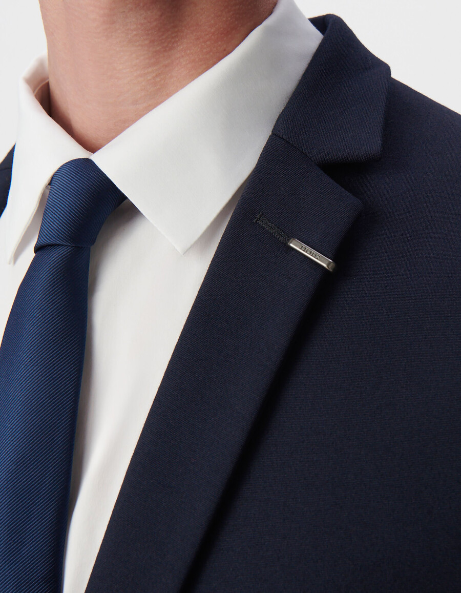 giacca da uomo slim fit in maglia milano blu navy