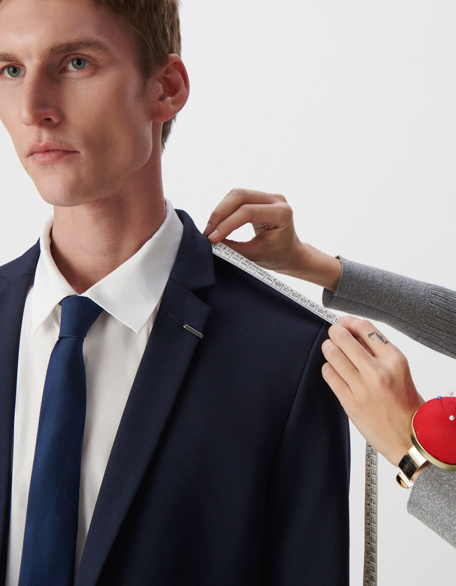 giacca da uomo slim fit in maglia milano blu navy