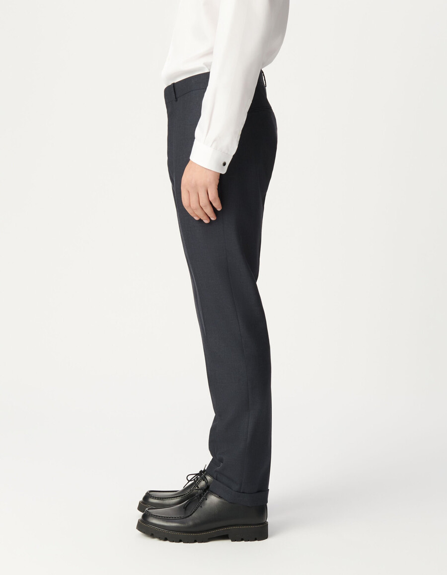 pantaloni da uomo in pura lana blu navy