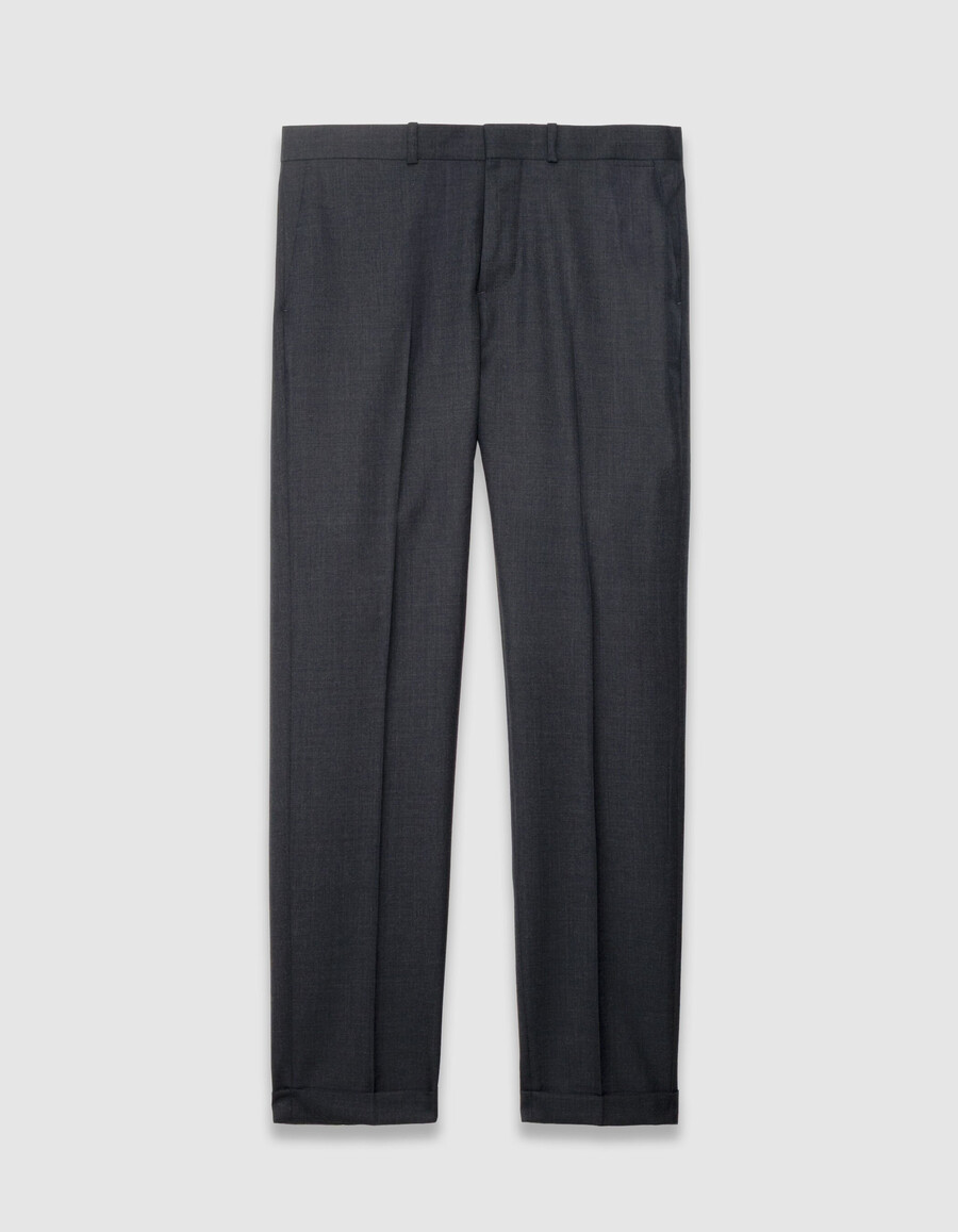 pantaloni da uomo in pura lana blu navy