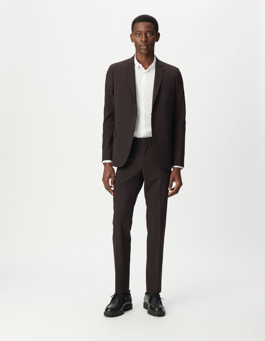 pantaloni da uomo in stile viaggio a quadri color prugna