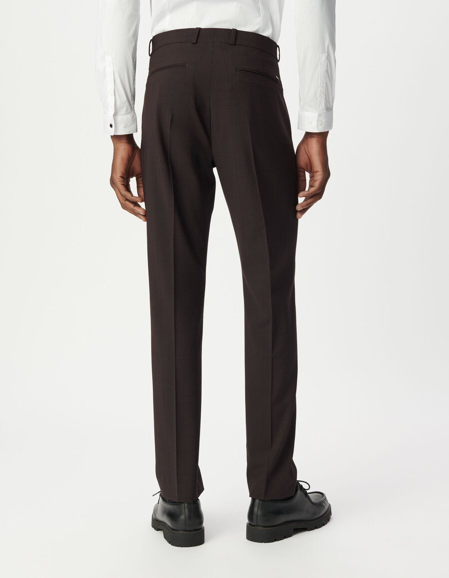 pantaloni da uomo in stile viaggio a quadri color prugna