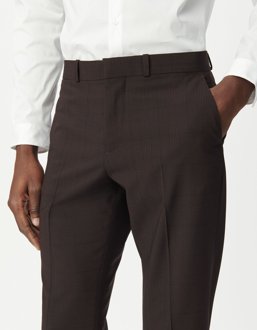 pantaloni da uomo in stile viaggio a quadri color prugna