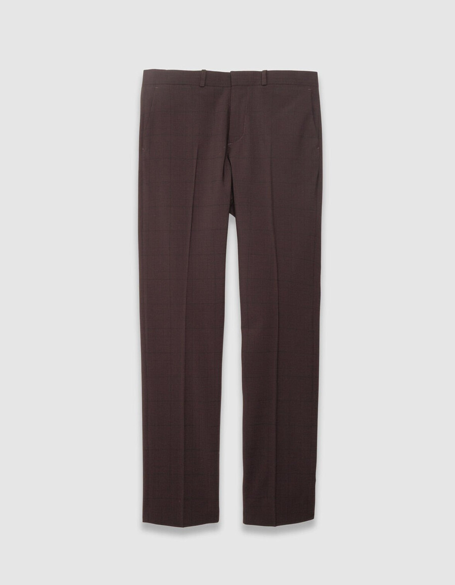 pantaloni da uomo in stile viaggio a quadri color prugna