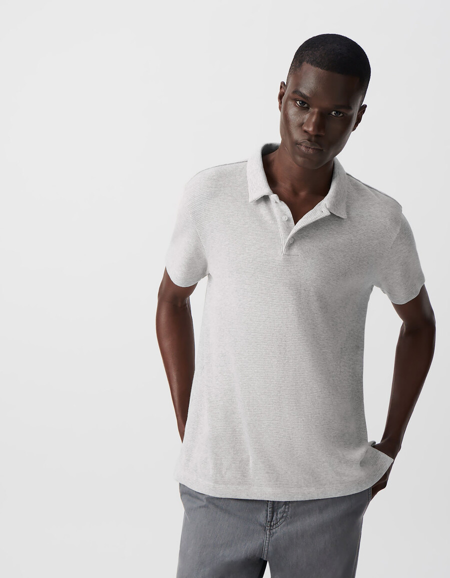 polo da uomo in maglia a nido dape in cotone biologico cloud regular