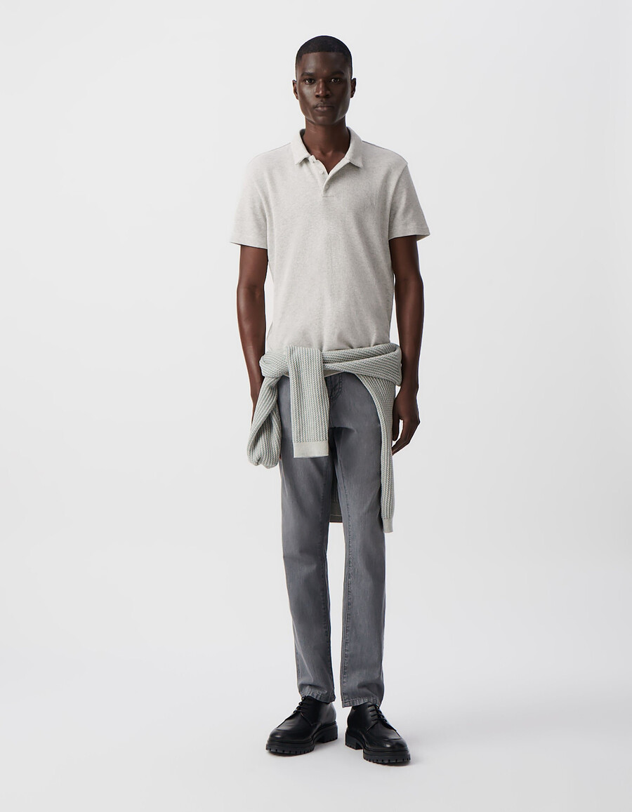 polo da uomo in maglia a nido dape in cotone biologico cloud regular