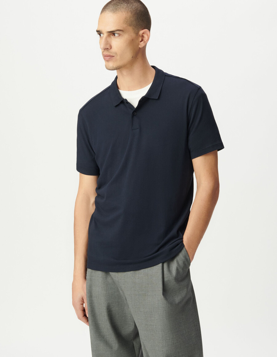 polo da uomo in cotone modal blu