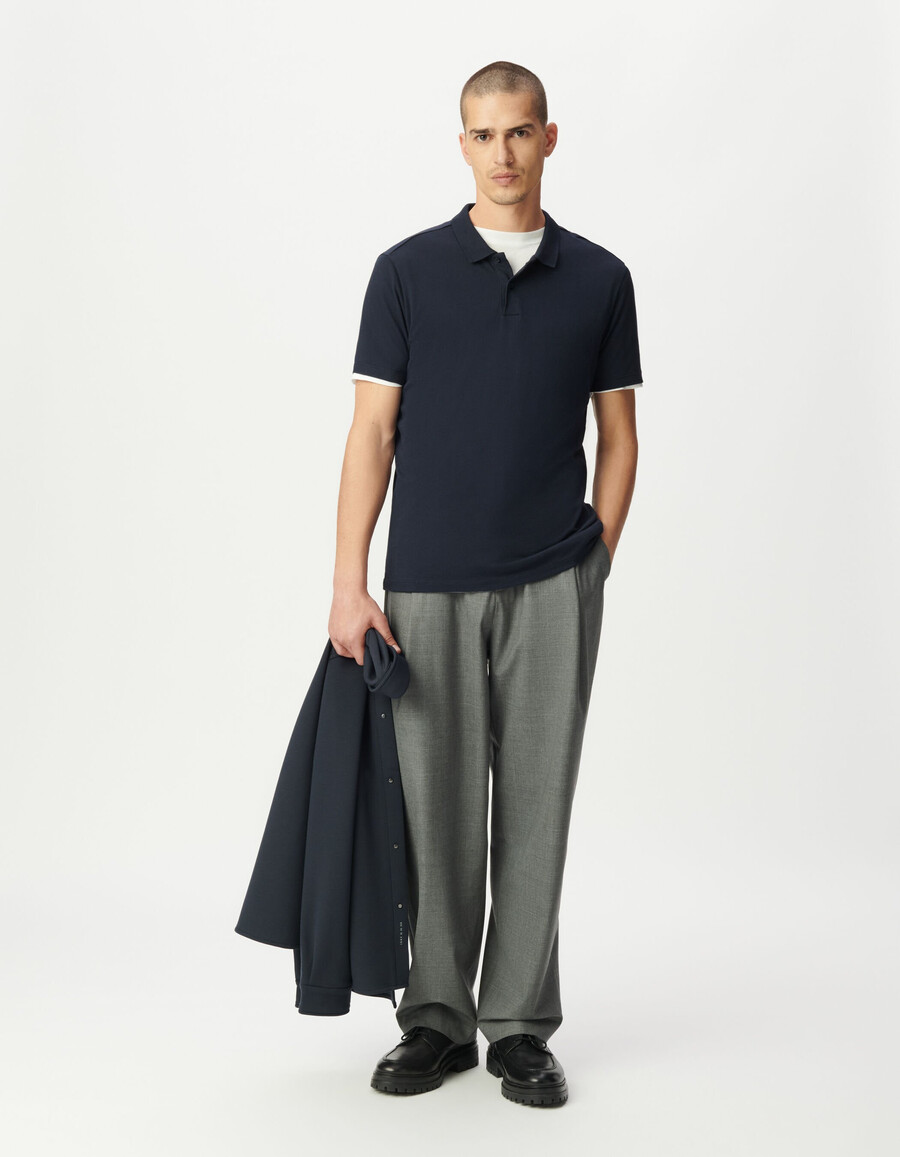 polo da uomo in cotone modal blu