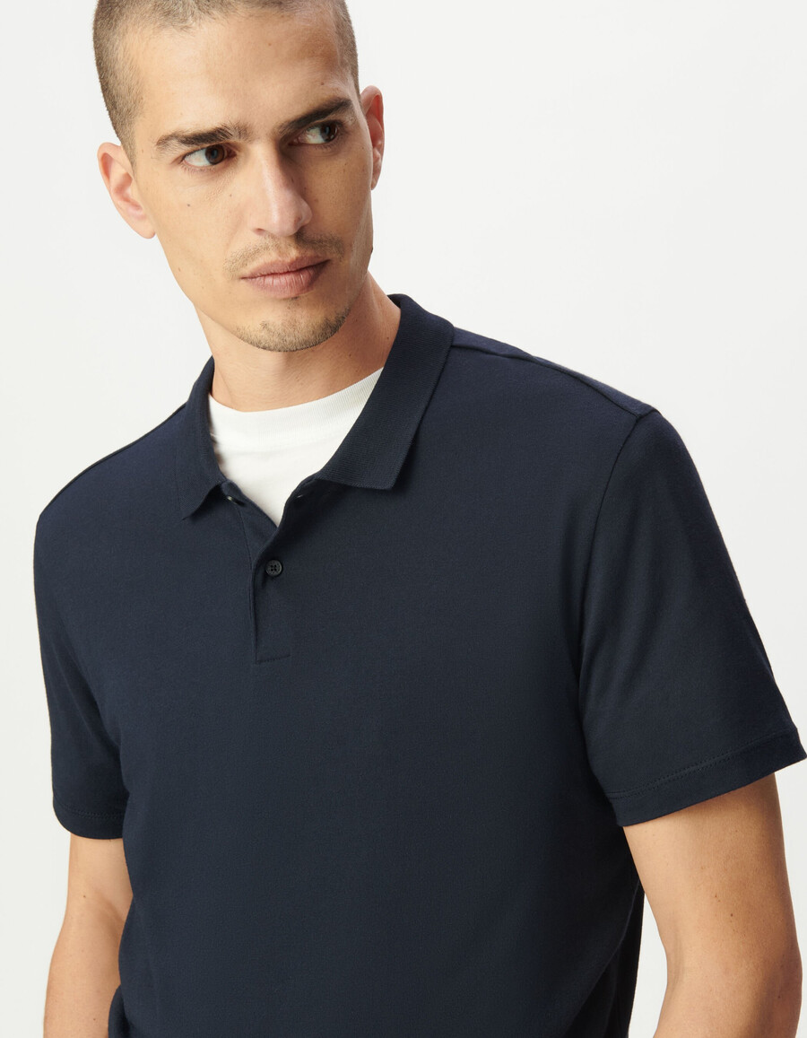 polo da uomo in cotone modal blu