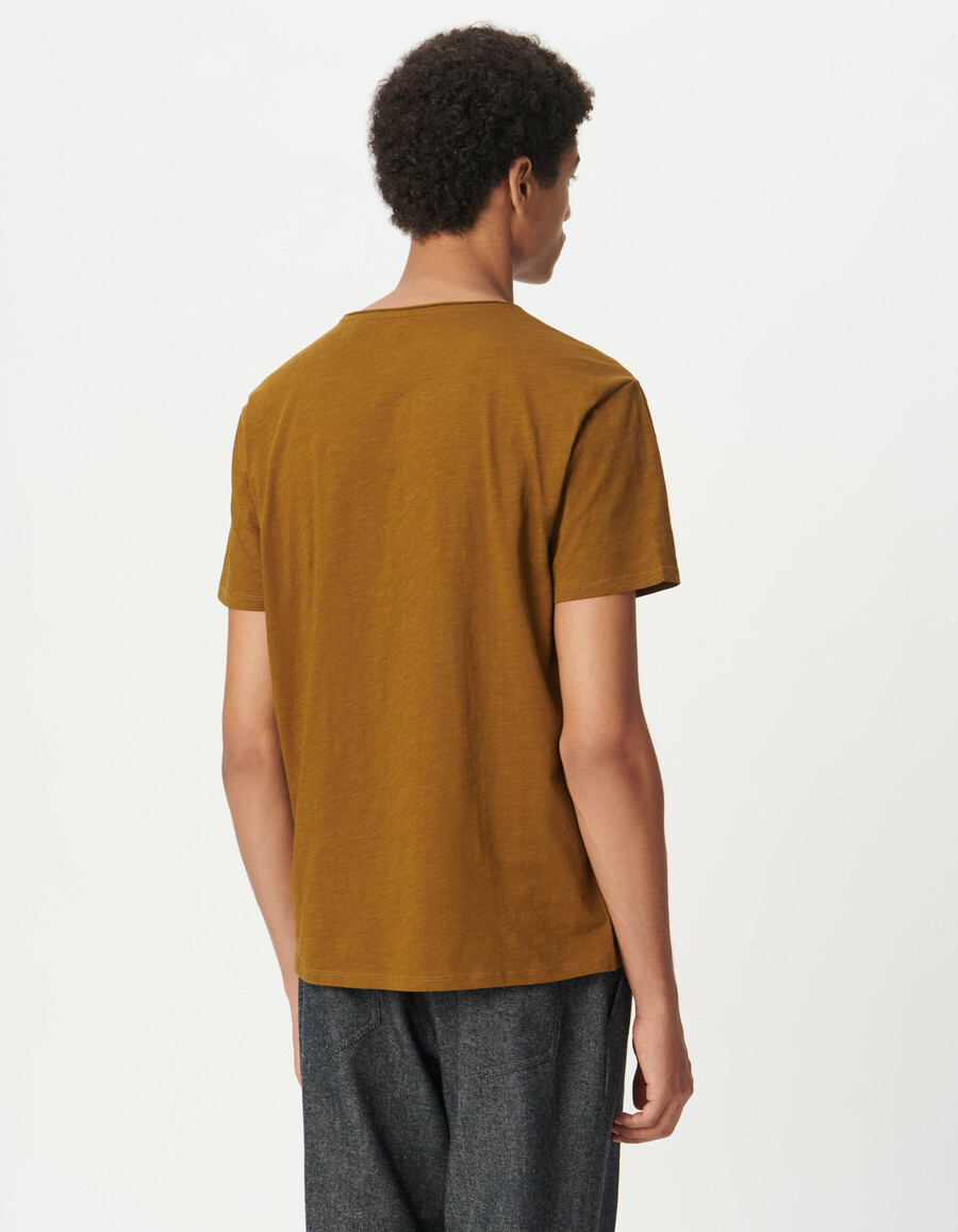 t-shirt girocollo da uomo in cotone organico slub color ocra