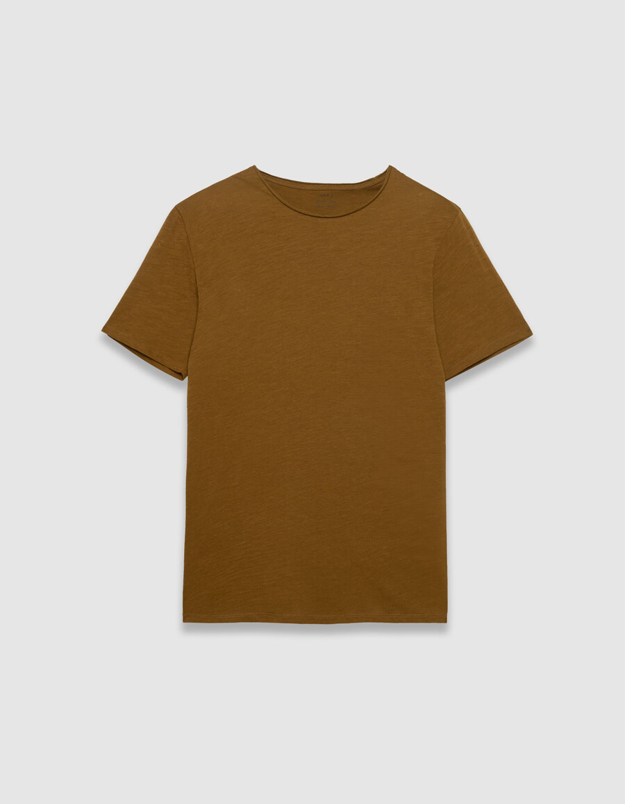 t-shirt girocollo da uomo in cotone organico slub color ocra