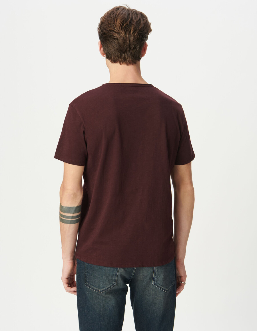 t-shirt girocollo da uomo in cotone organico slub color prugna