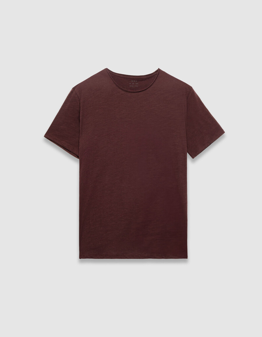 t-shirt girocollo da uomo in cotone organico slub color prugna