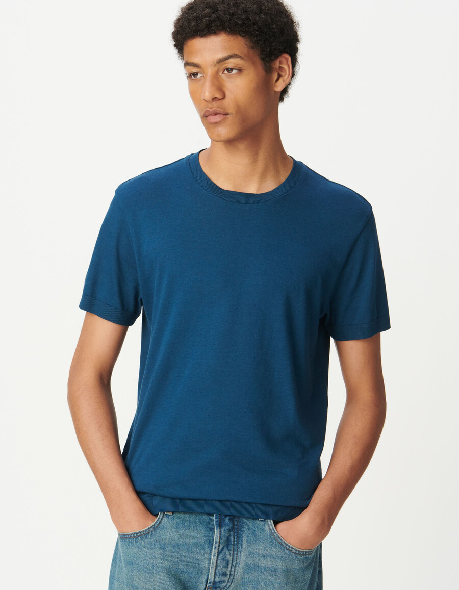 t-shirt a maniche corte da uomo in cotone modal blu