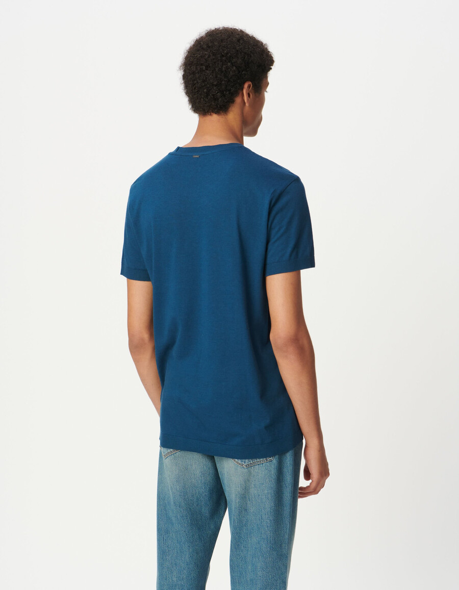 t-shirt a maniche corte da uomo in cotone modal blu