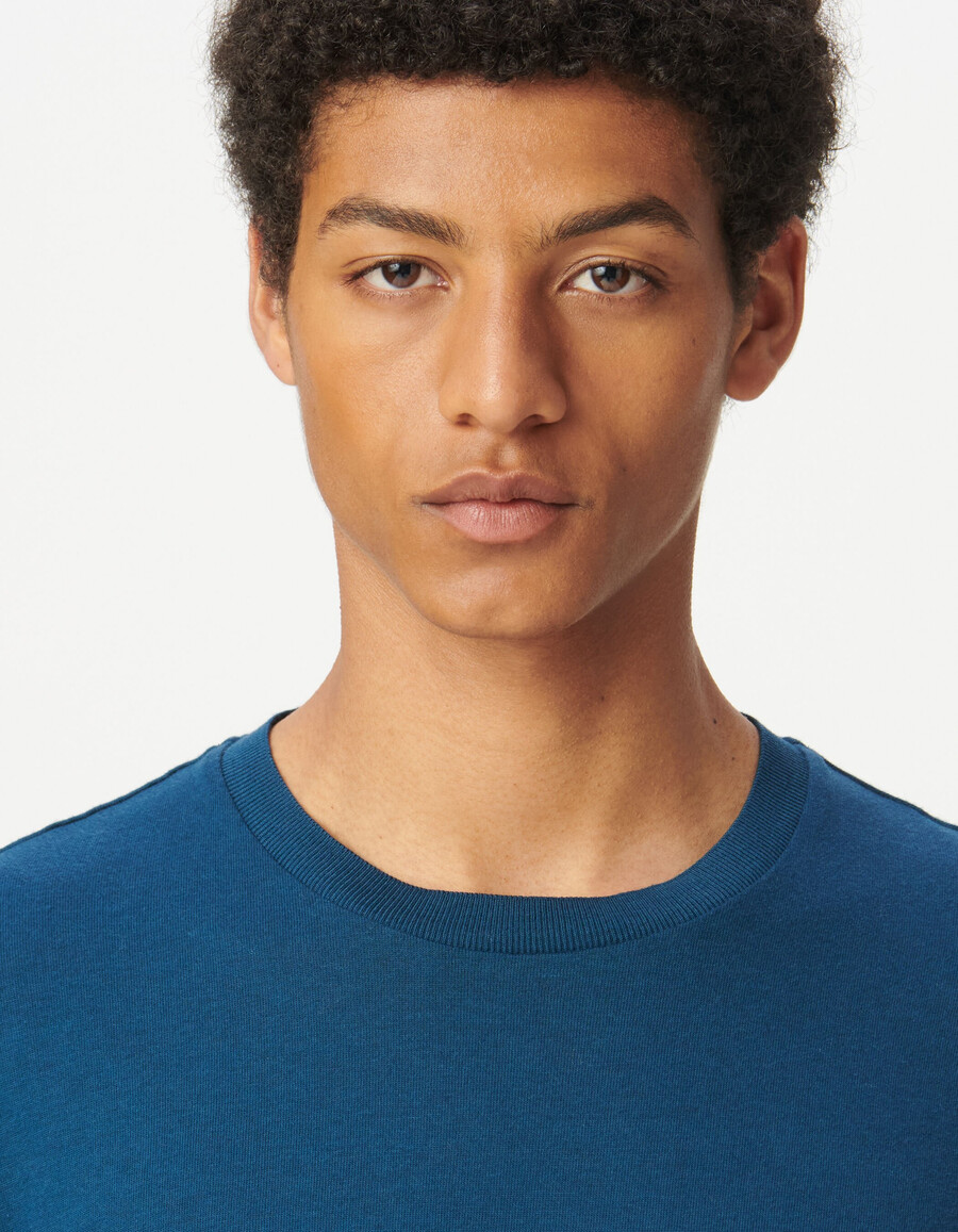 t-shirt a maniche corte da uomo in cotone modal blu