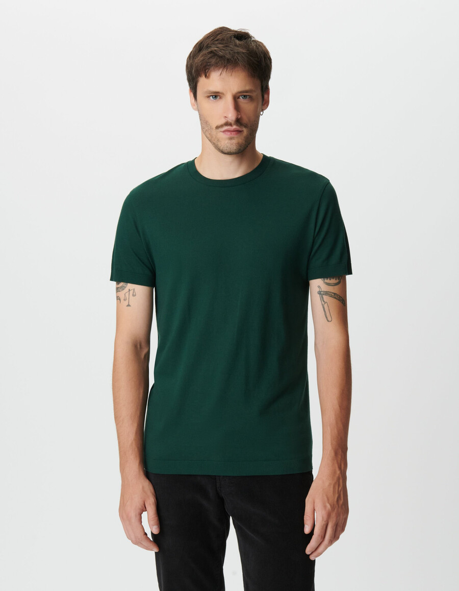 t-shirt a maniche corte da uomo in cotone modal verde