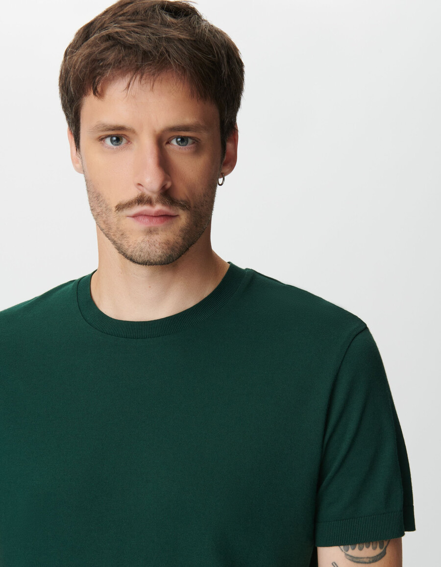 t-shirt a maniche corte da uomo in cotone modal verde