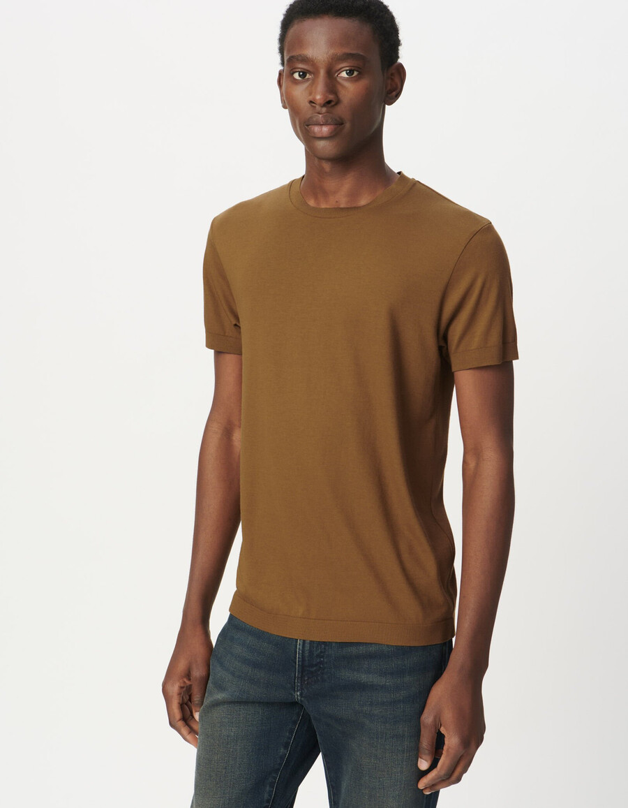 t-shirt a maniche corte da uomo in cotone modal color ocra