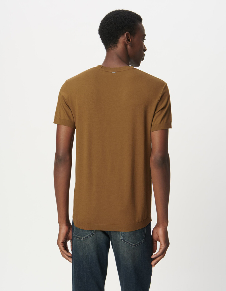 t-shirt a maniche corte da uomo in cotone modal color ocra