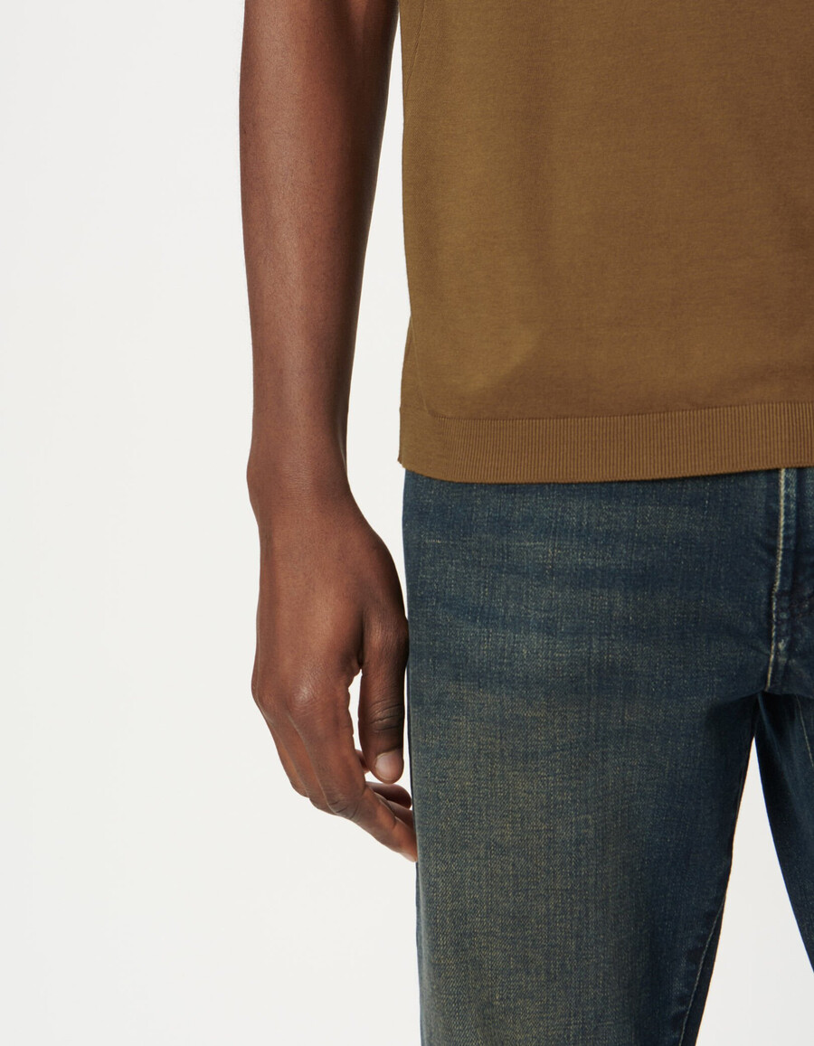t-shirt a maniche corte da uomo in cotone modal color ocra