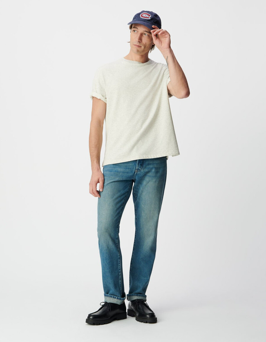 maglietta a maniche corte in maglia decorativa grigia da uomo