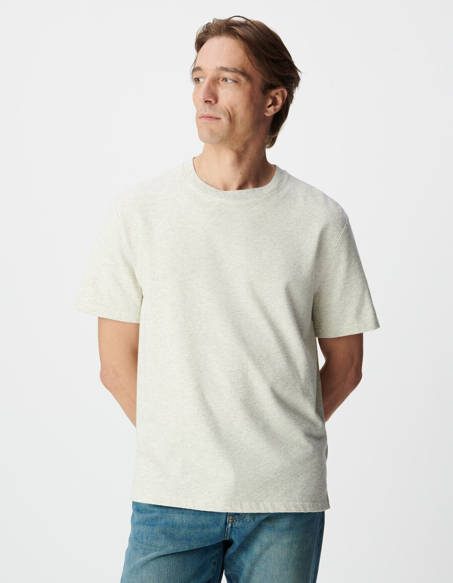 maglietta a maniche corte in maglia decorativa grigia da uomo