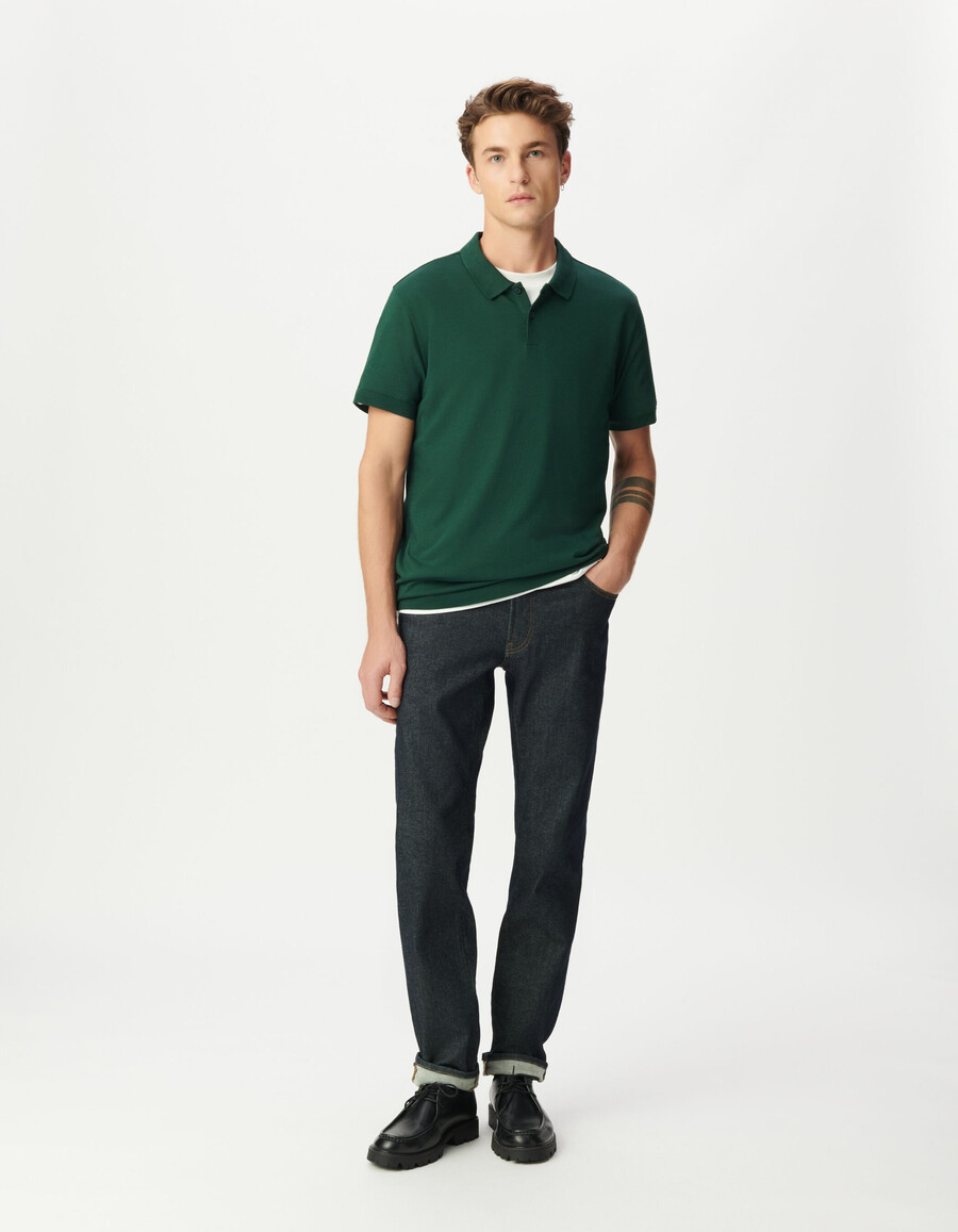 polo da uomo a maniche corte in cotone modal verde