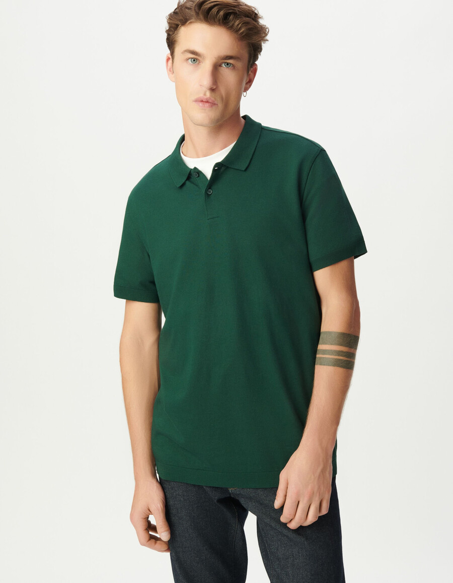 polo da uomo a maniche corte in cotone modal verde
