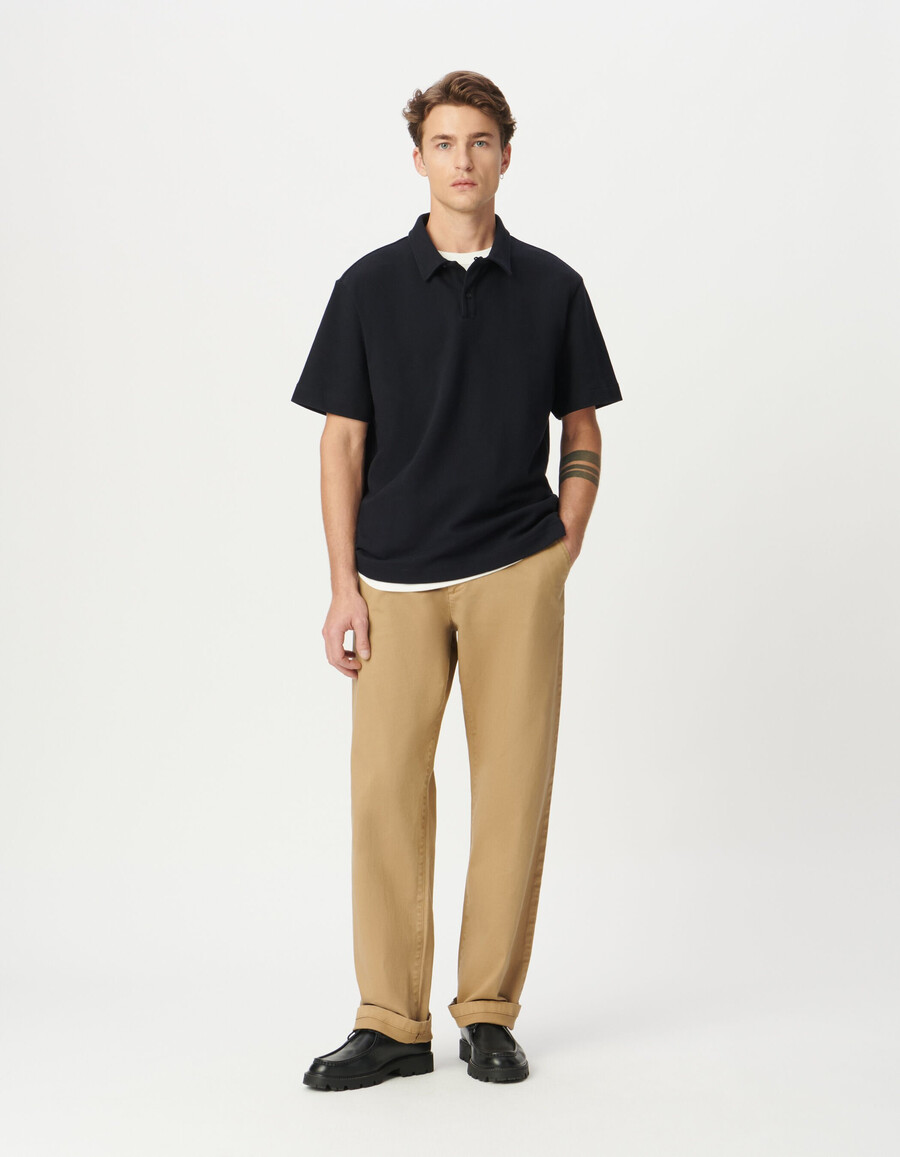 polo da uomo in maglia piqué blu navy
